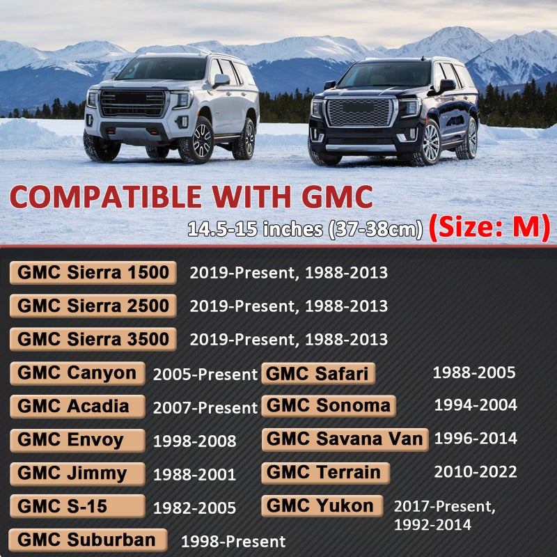 GIANT PANDA Steering Wheel Cover for GMC Sierra Acadia Terrain Yukon(Gray+Black-Standard Size) - Image 3